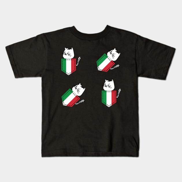 Patriotic Pocket Pussy - Cat Lover -  Italian Patriot Kids T-Shirt by PosterpartyCo